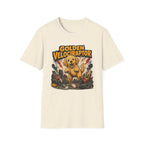 Comic Velociraptor Golden Retriever T-shirt