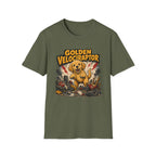 Comic Velociraptor Golden Retriever T-shirt