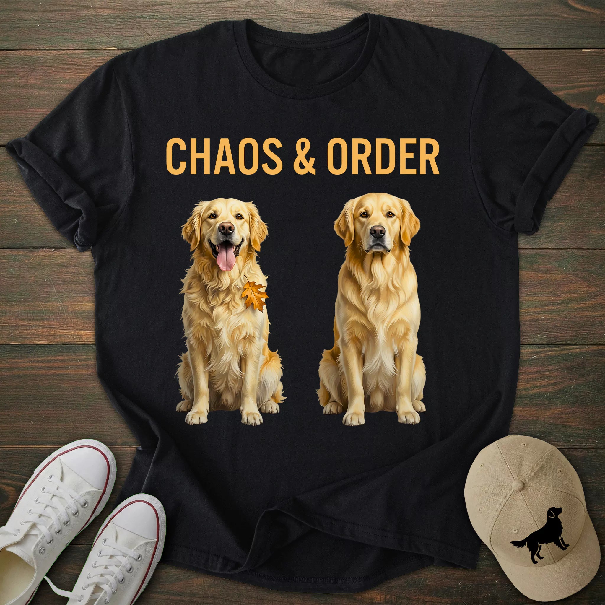 Chaos & Order Golden Retriever T-shirt
