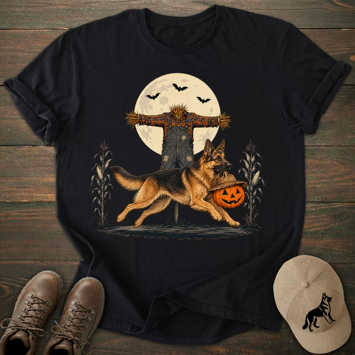 Scarecrow Pumpkin German Shepherd T-shirt