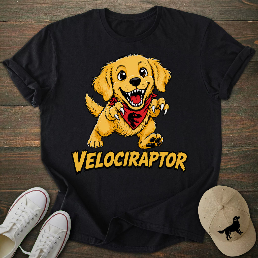 Velociraptor Golden Retriever T-shirt