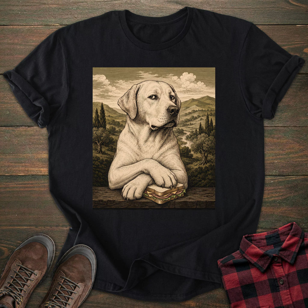 Mona Lisa Sandwich Yellow Labrador T-shirt