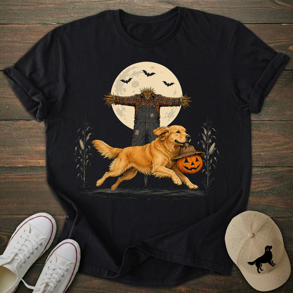 Scarecrow Pumpkin Golden Retriever T-shirt