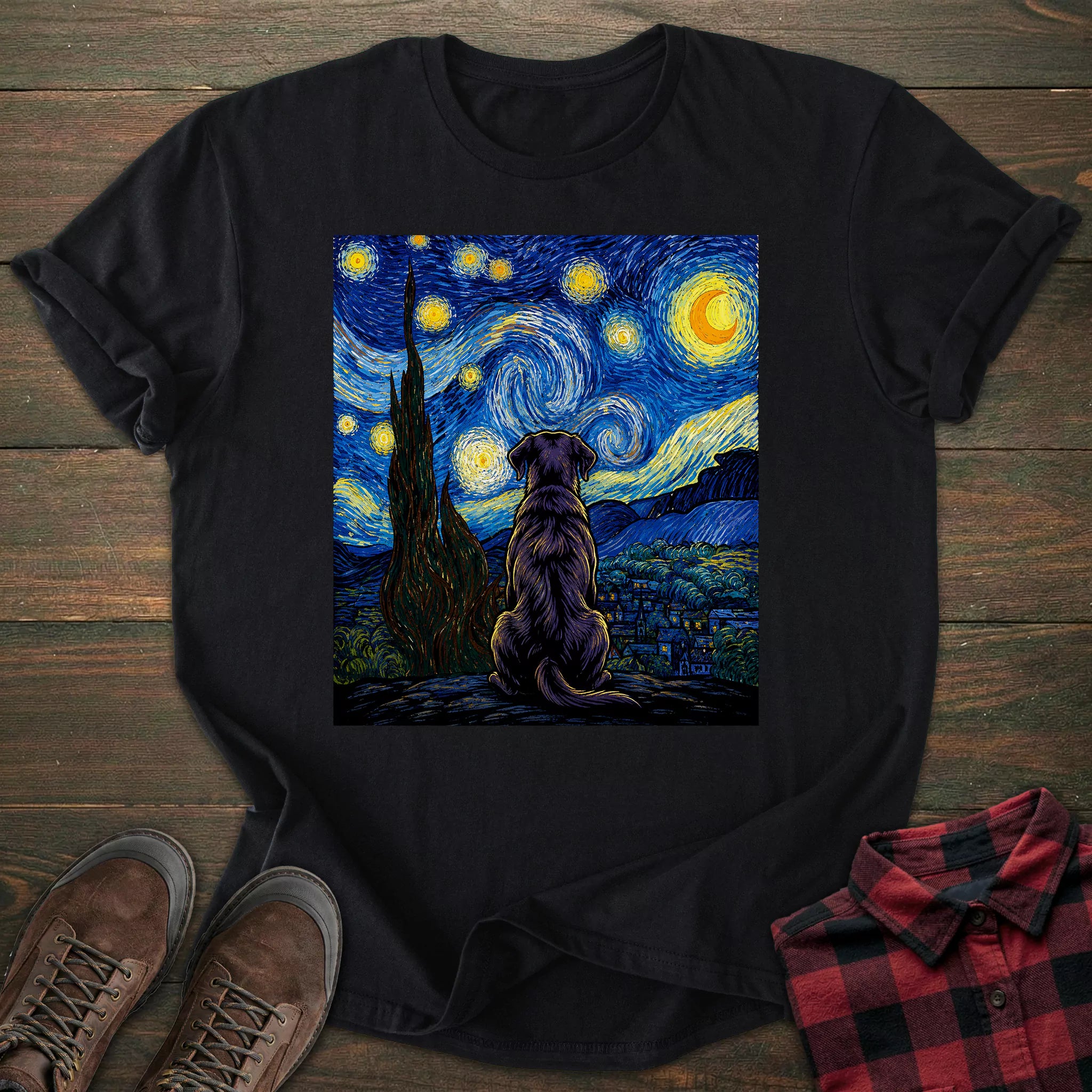 Starry Night Black Labrador T-shirt