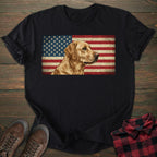 USA Flag Yellow Labrador T-shirt