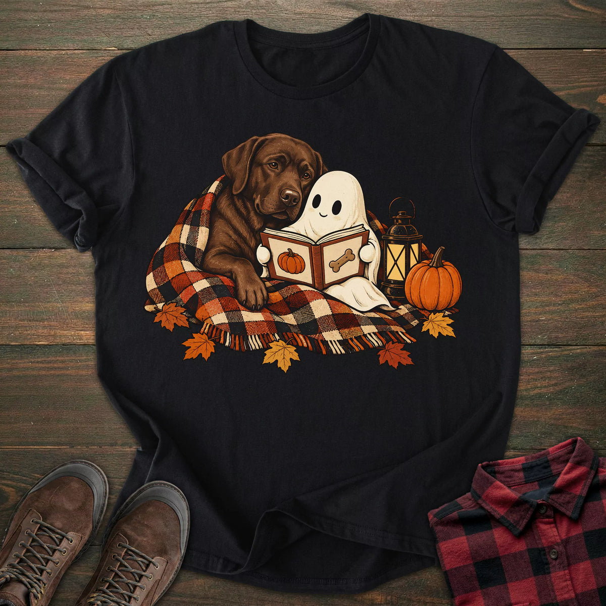 Cozy Halloween Chocolate Labrador T-shirt