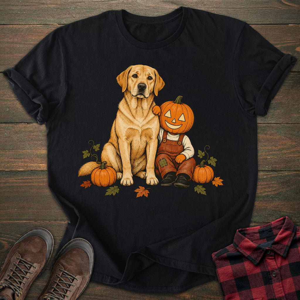 Pumpkin Friend Yellow Labrador T-shirt