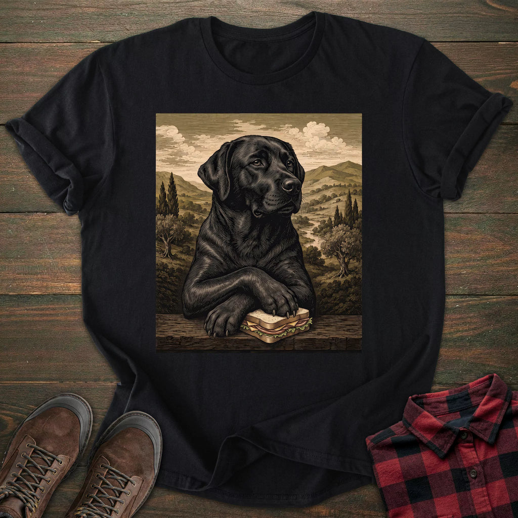 Mona Lisa Sandwich Black Labrador T-shirt