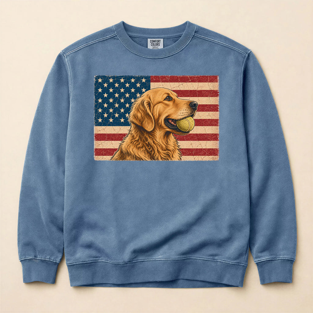 USA Flag Golden Retriever Sweatshirt
