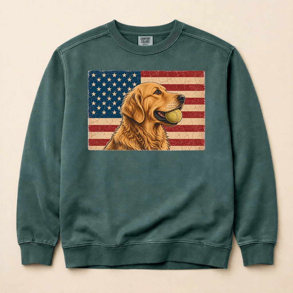 USA Flag Golden Retriever Sweatshirt