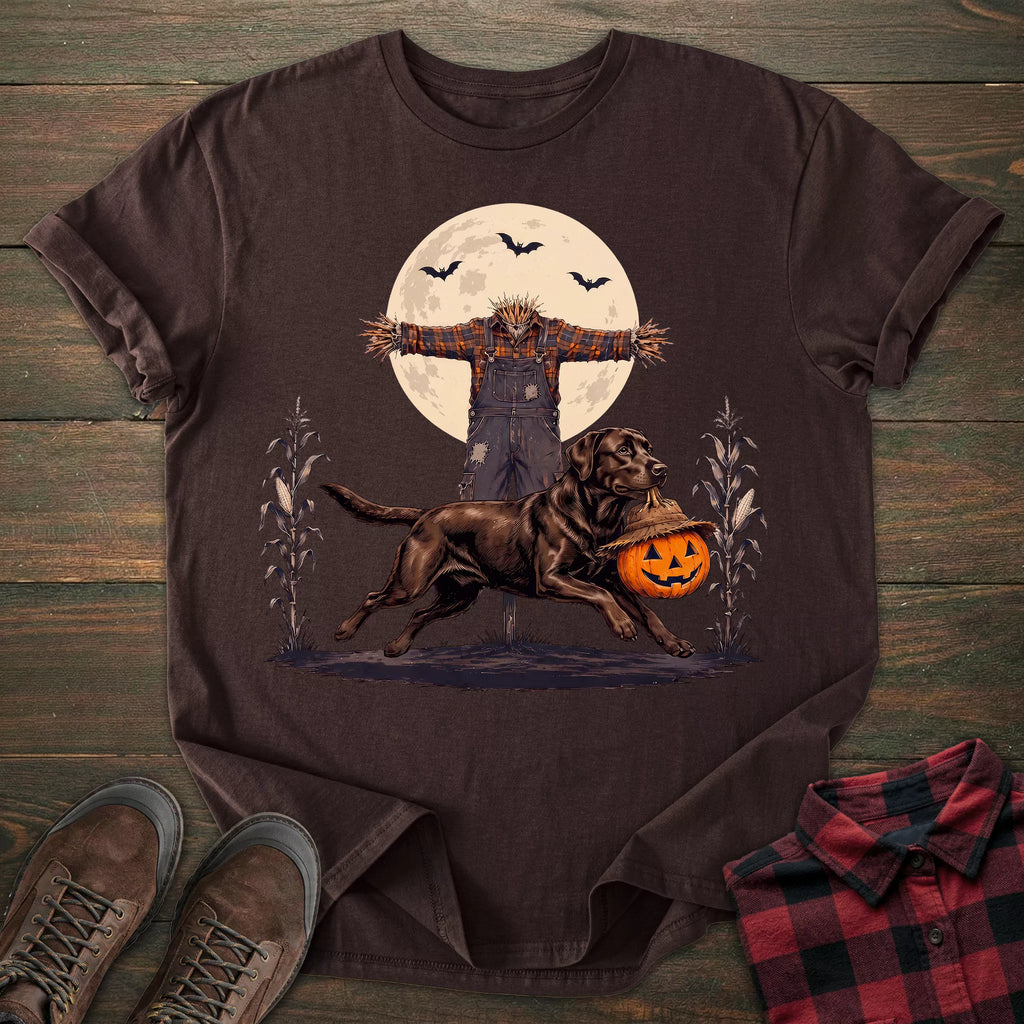 Scarecrow Pumpkin Chocolate Labrador T-shirt