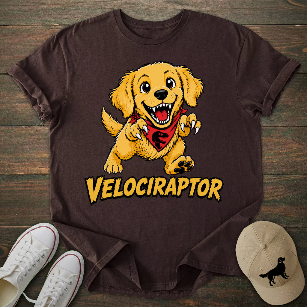 Velociraptor Golden Retriever T-shirt