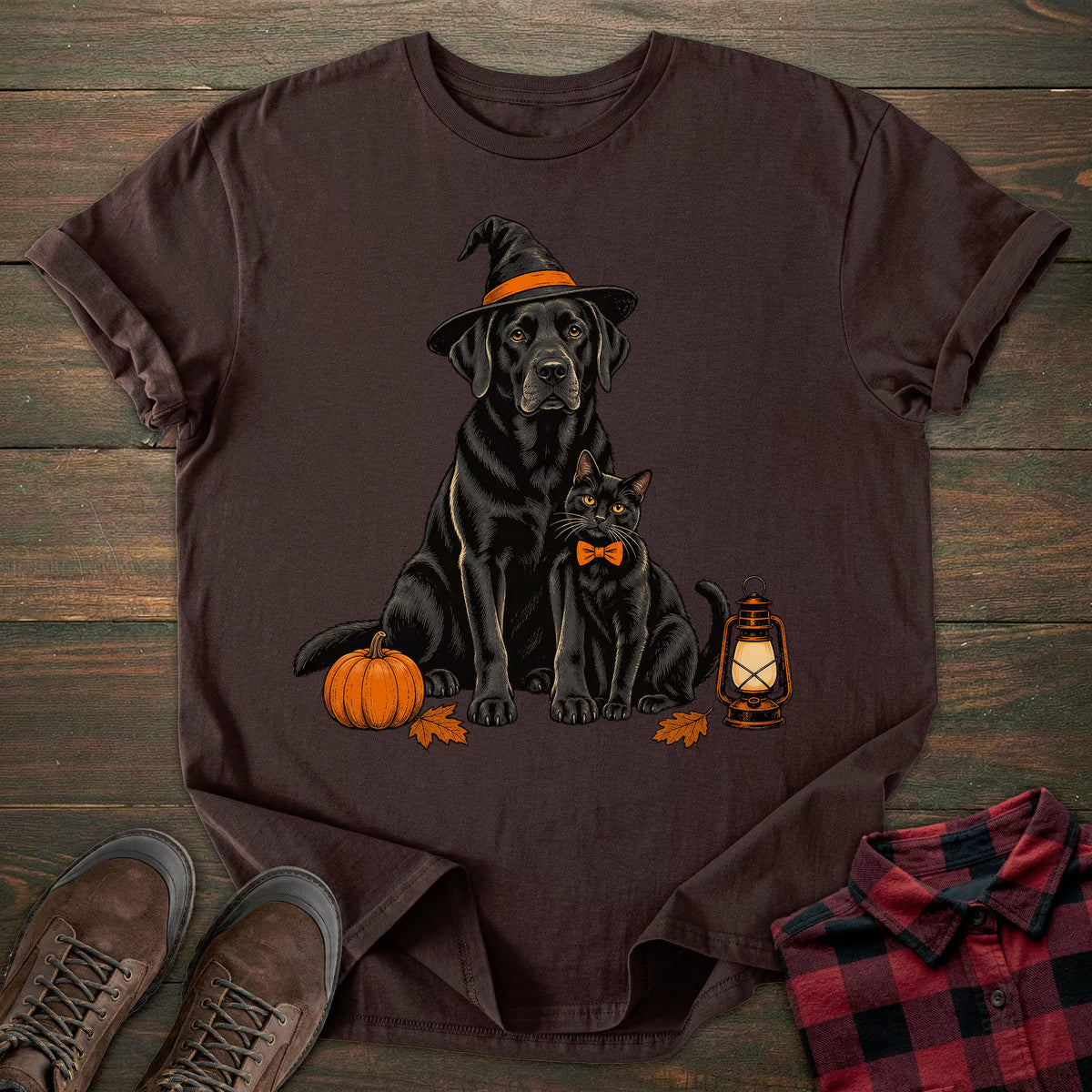 Witch Cat Black Labrador T-shirt