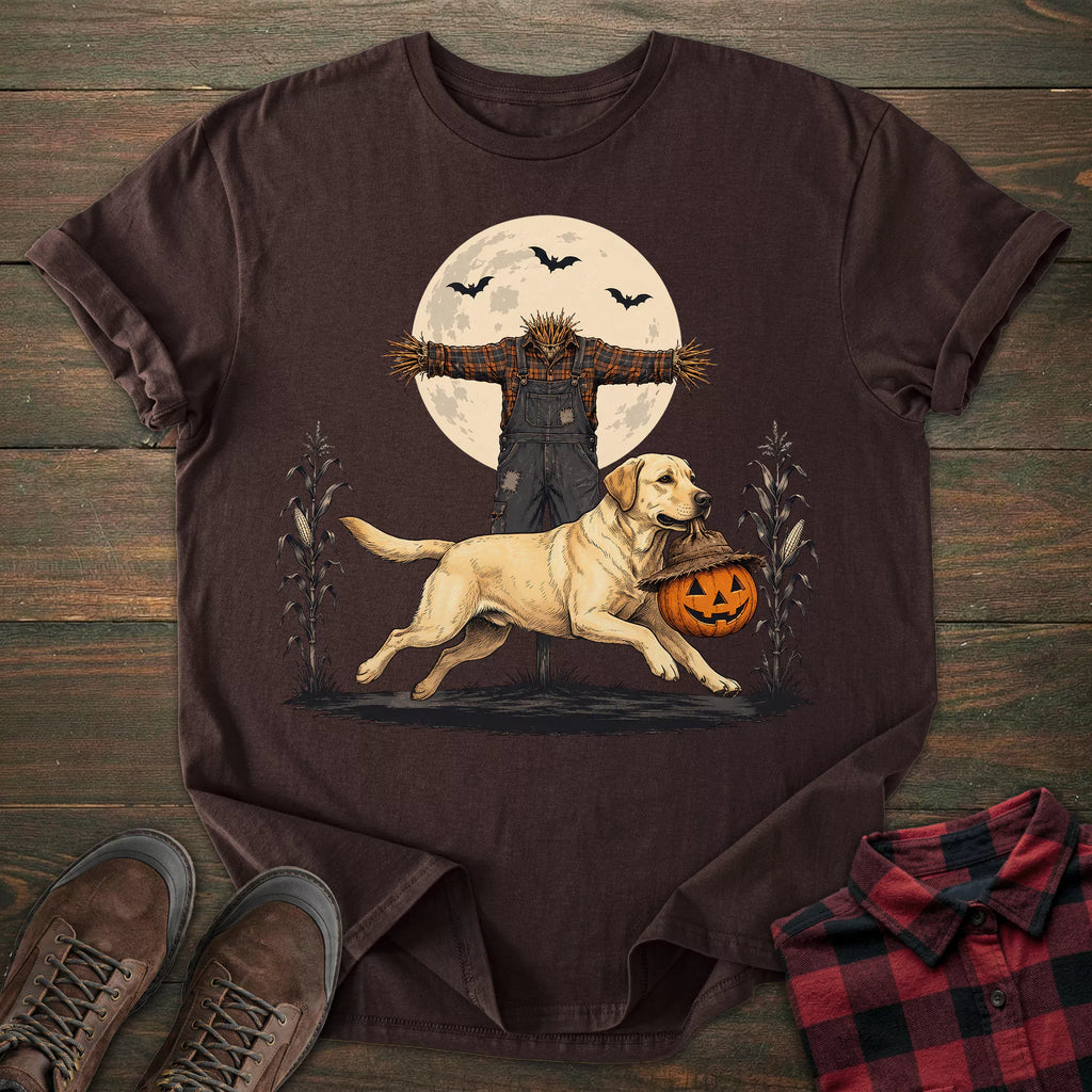 Scarecrow Pumpkin Yellow Labrador T-shirt