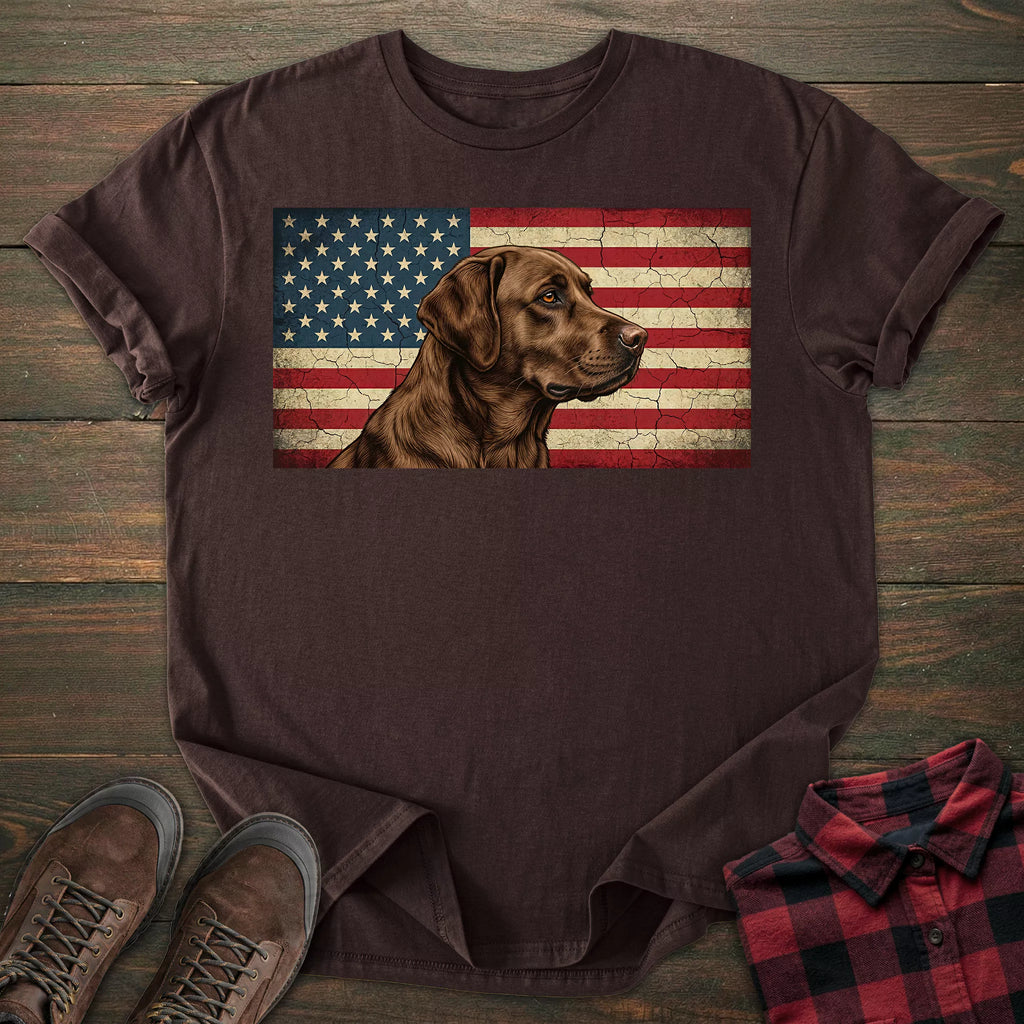 USA Flag Chocolate Labrador T-shirt