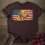 USA Flag Yellow Labrador T-shirt