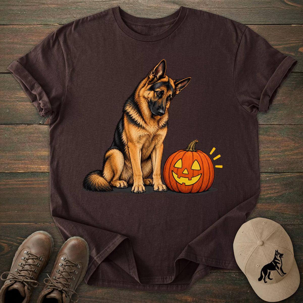 Halloween Pumpkin German Shepherd T-shirt