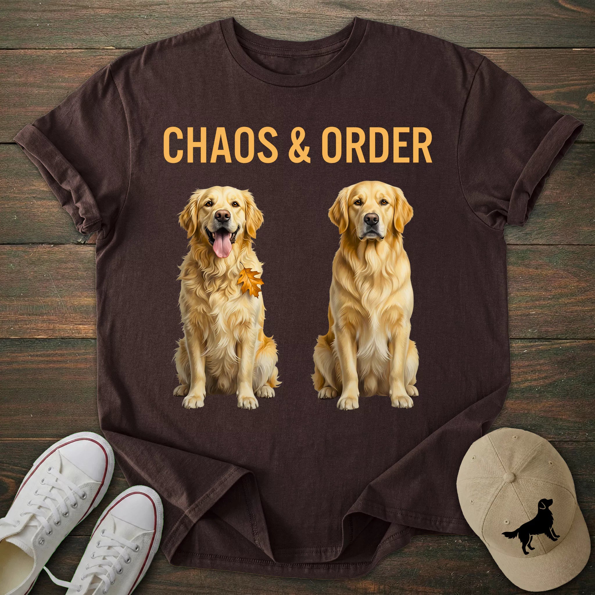 Chaos & Order Golden Retriever T-shirt