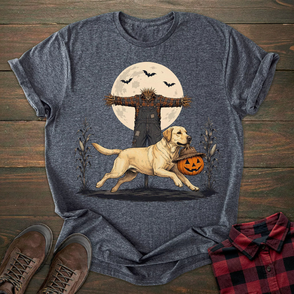 Scarecrow Pumpkin Yellow Labrador T-shirt