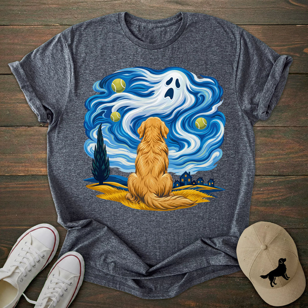 Ghost Starry Night Golden Retriever T-shirt