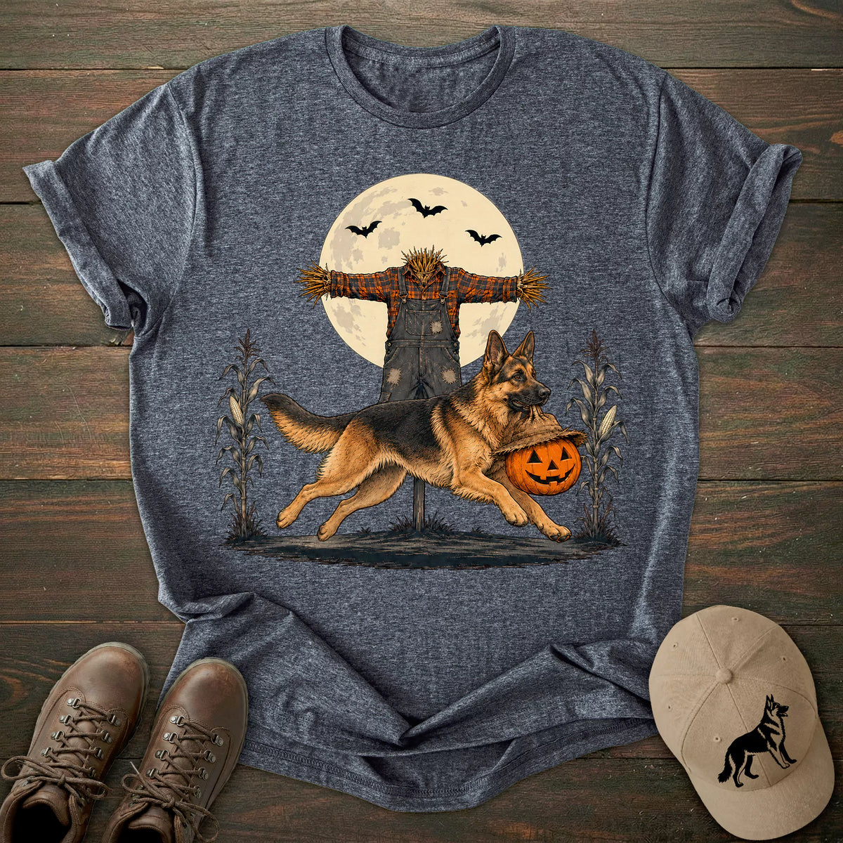 Scarecrow Pumpkin German Shepherd T-shirt