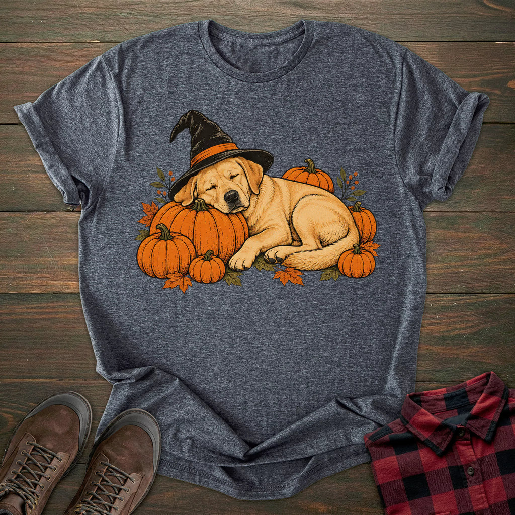 Sleeping Witch Yellow Labrador T-shirt