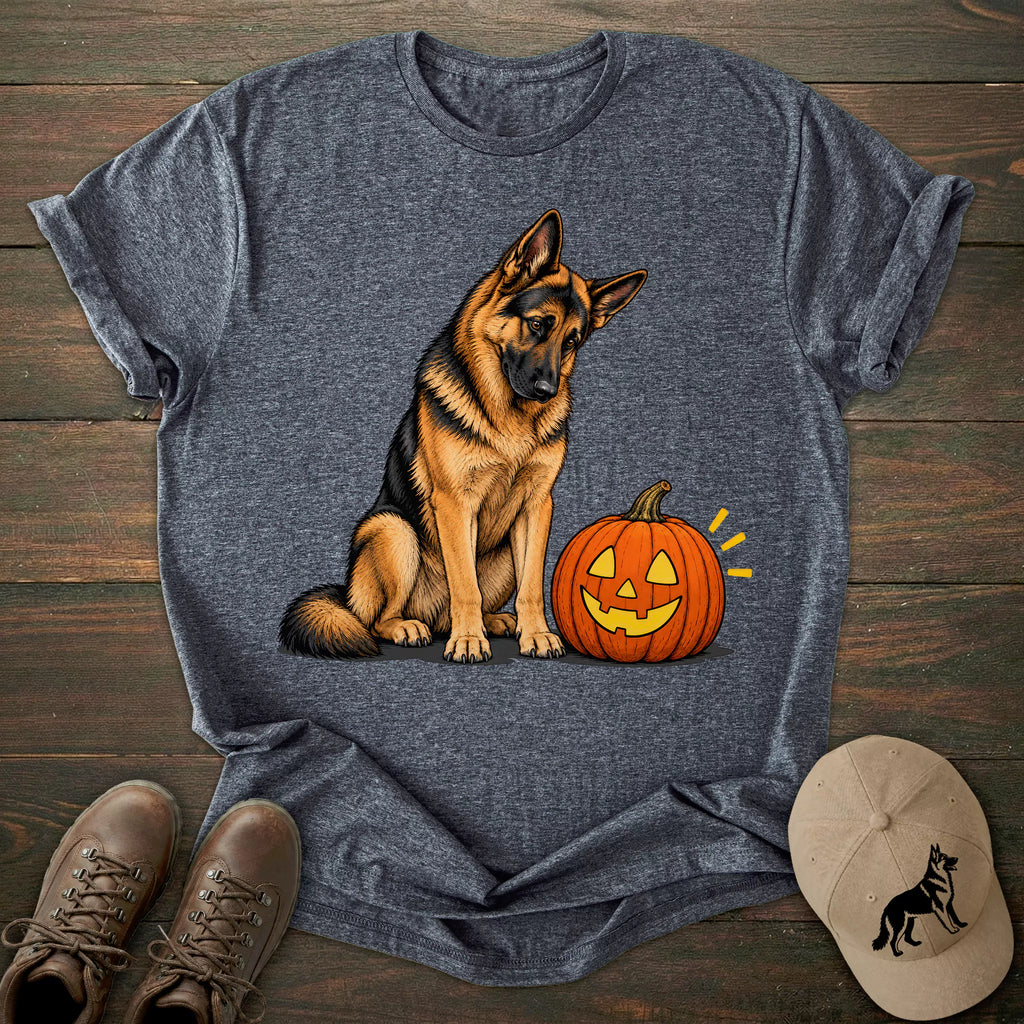 Halloween Pumpkin German Shepherd T-shirt