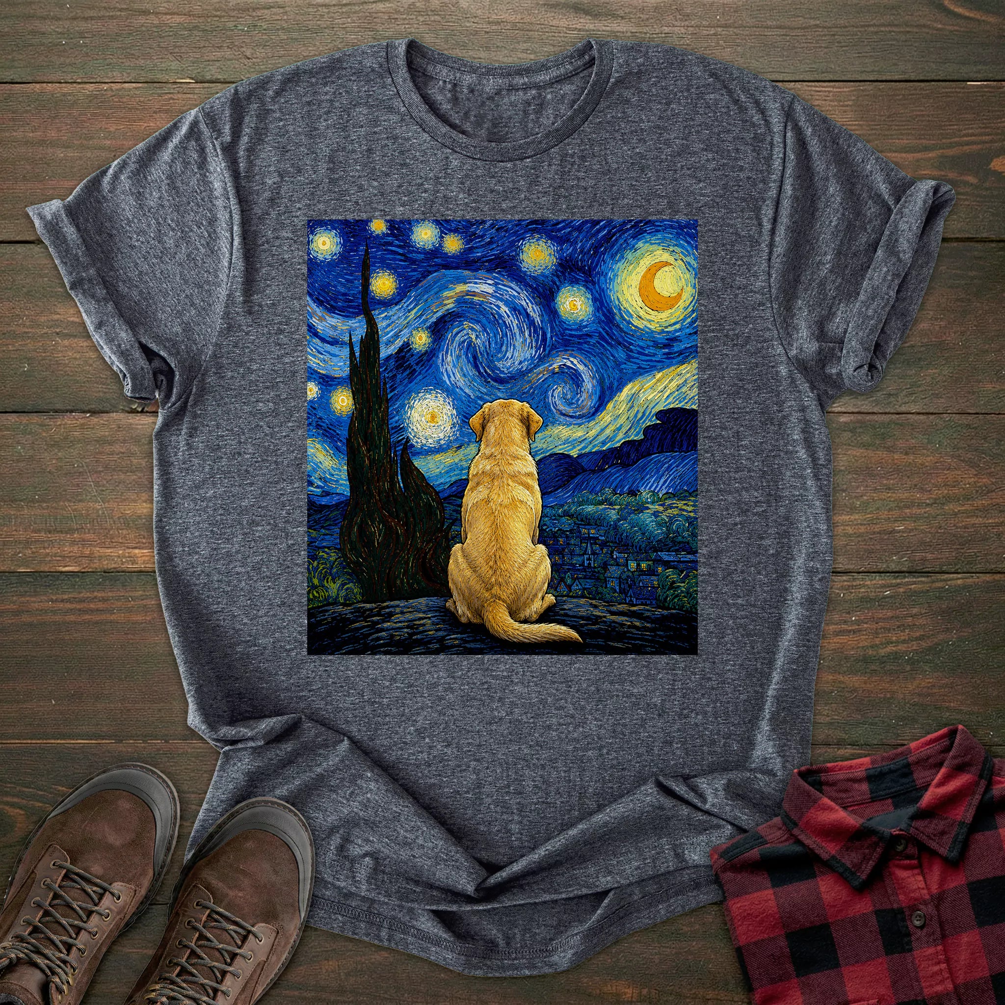 Starry Night Yellow Labrador T-shirt