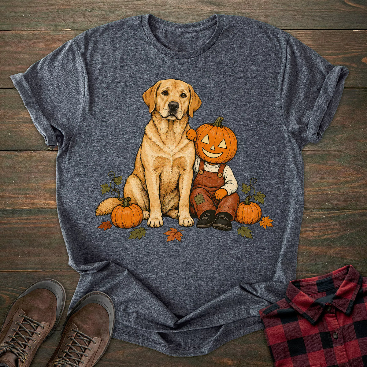 Pumpkin Friend Yellow Labrador T-shirt