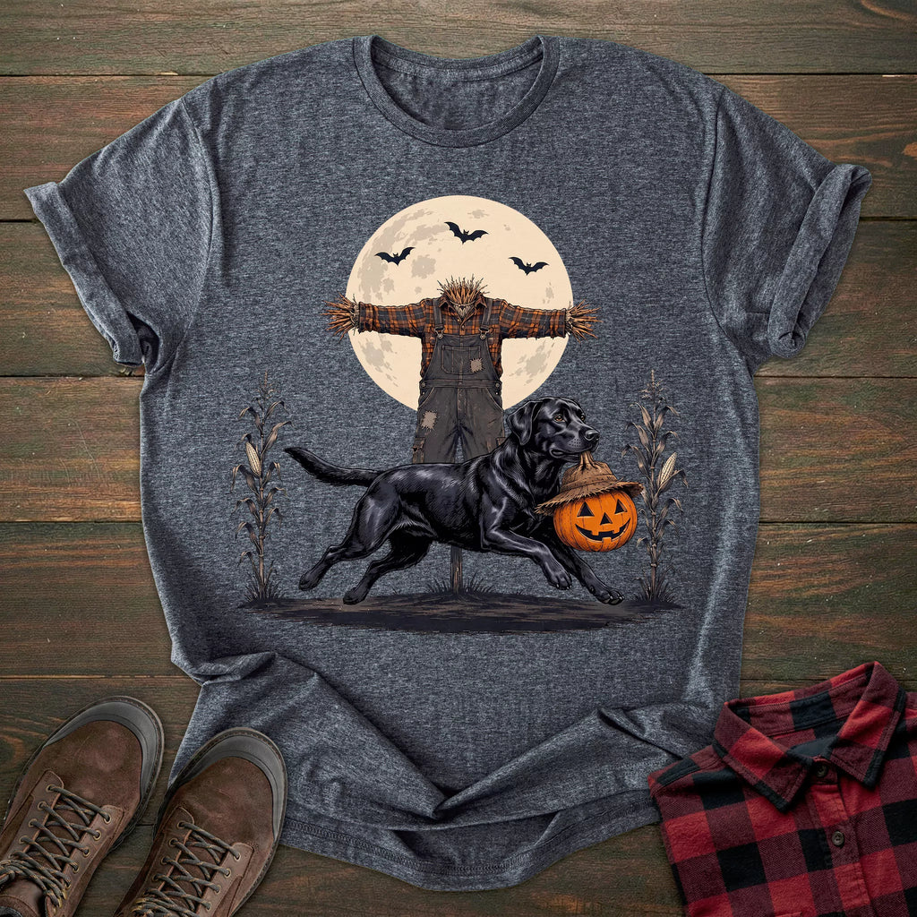 Scarecrow Pumpkin Black Labrador T-shirt