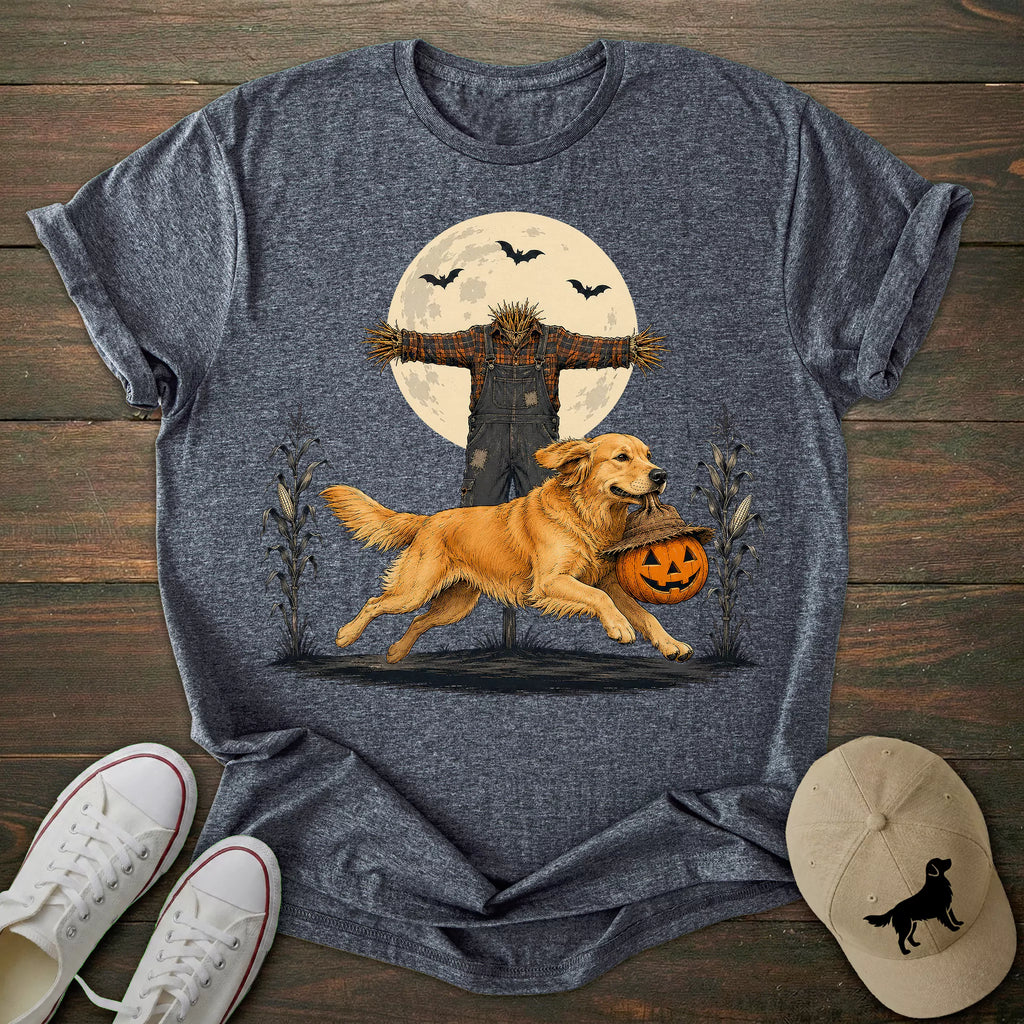 Scarecrow Pumpkin Golden Retriever T-shirt