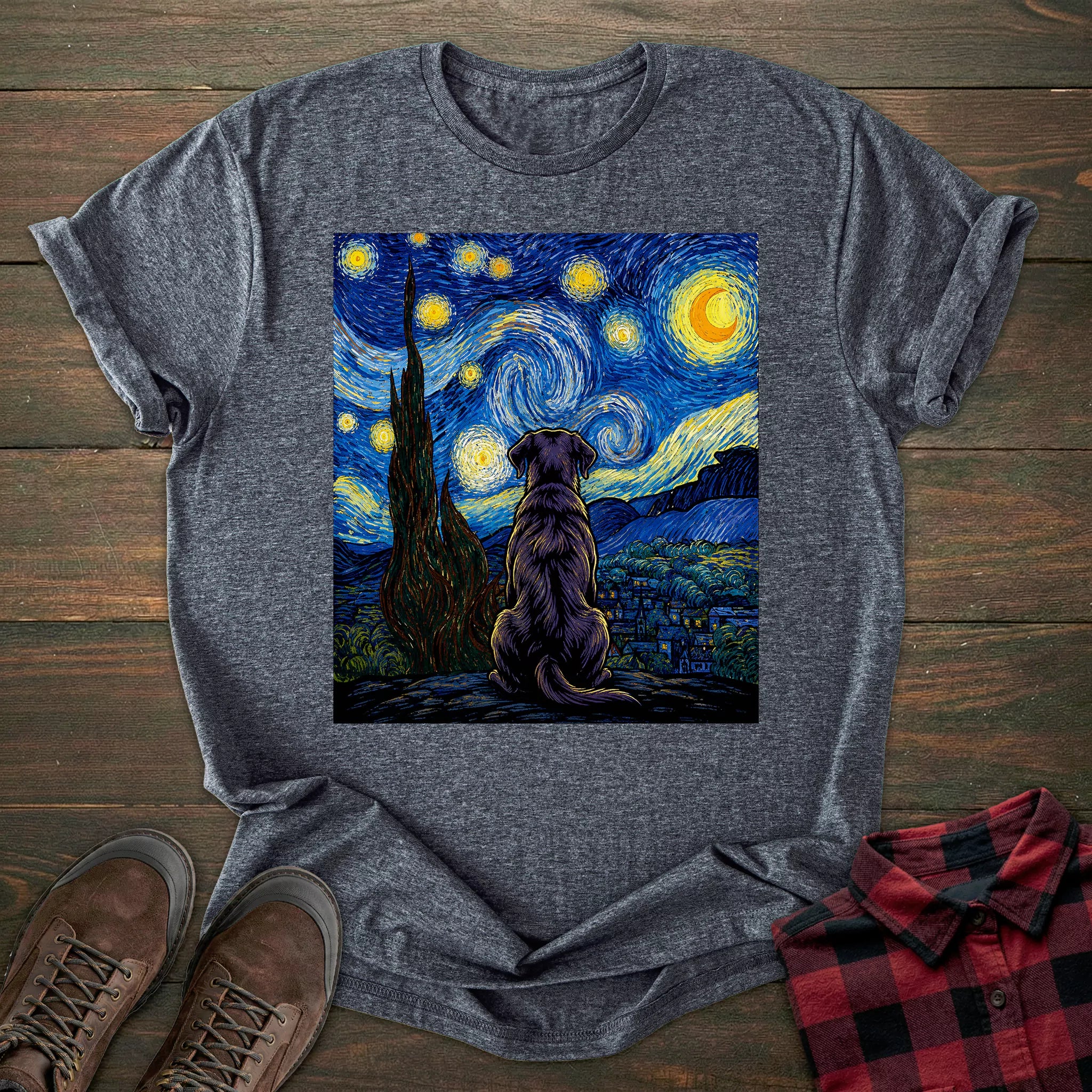 Starry Night Black Labrador T-shirt