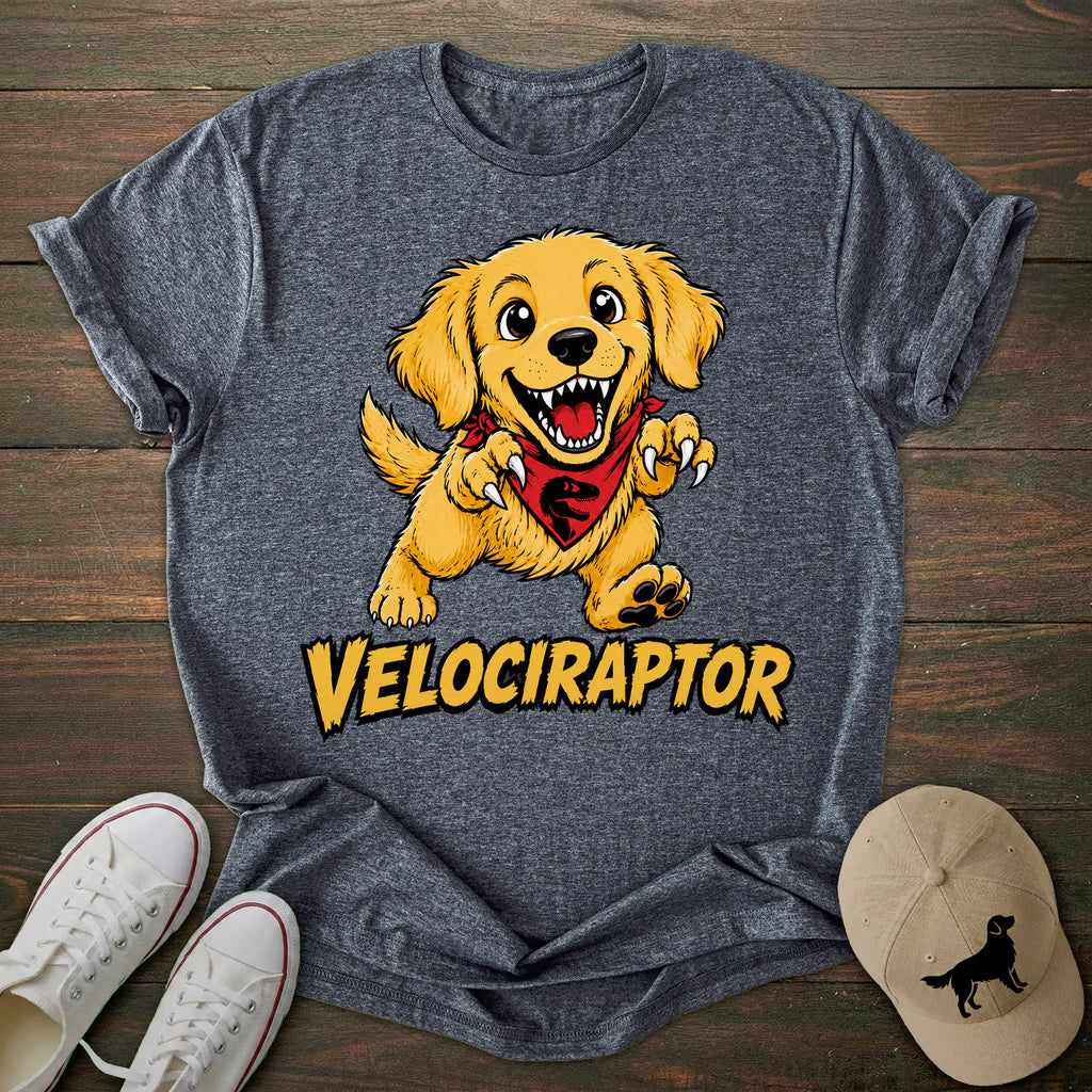 Velociraptor Golden Retriever T-shirt