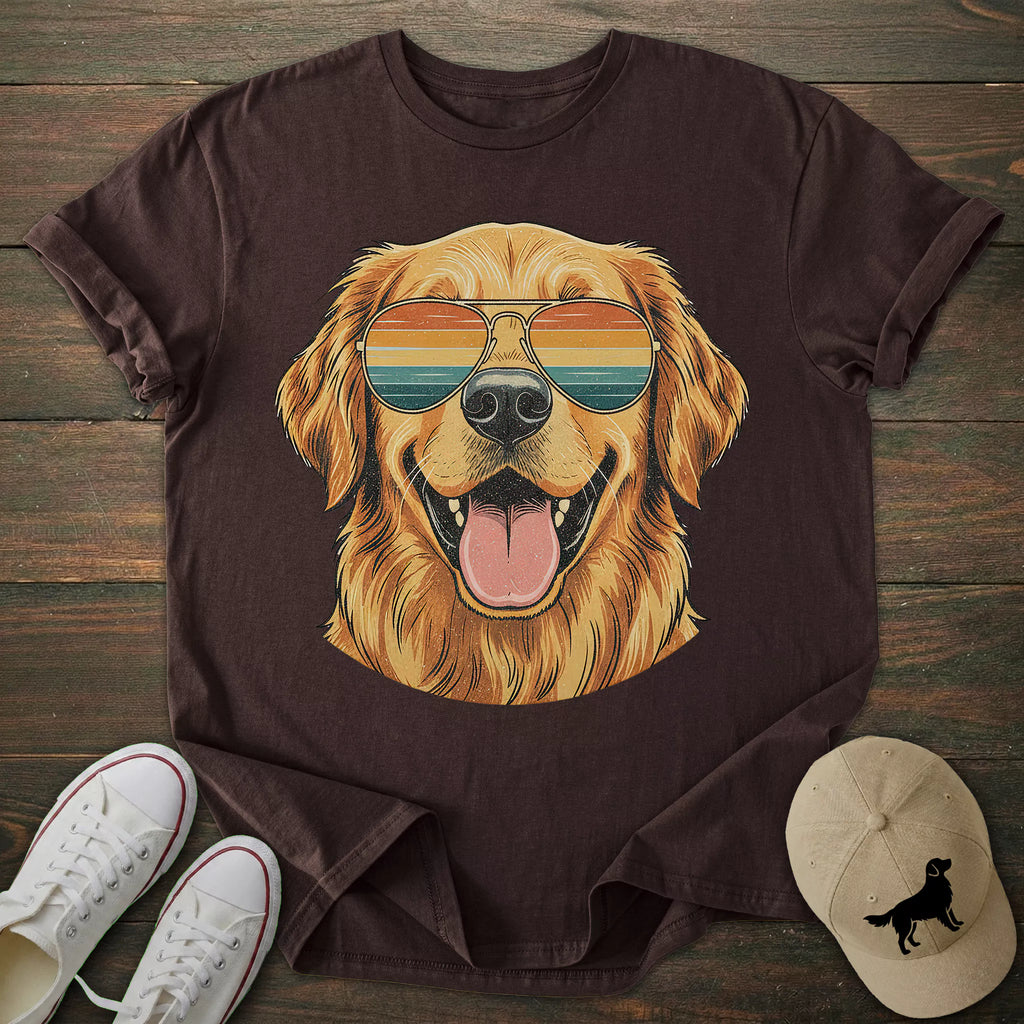 Retro Sunglasses Golden Retriever T-shirt