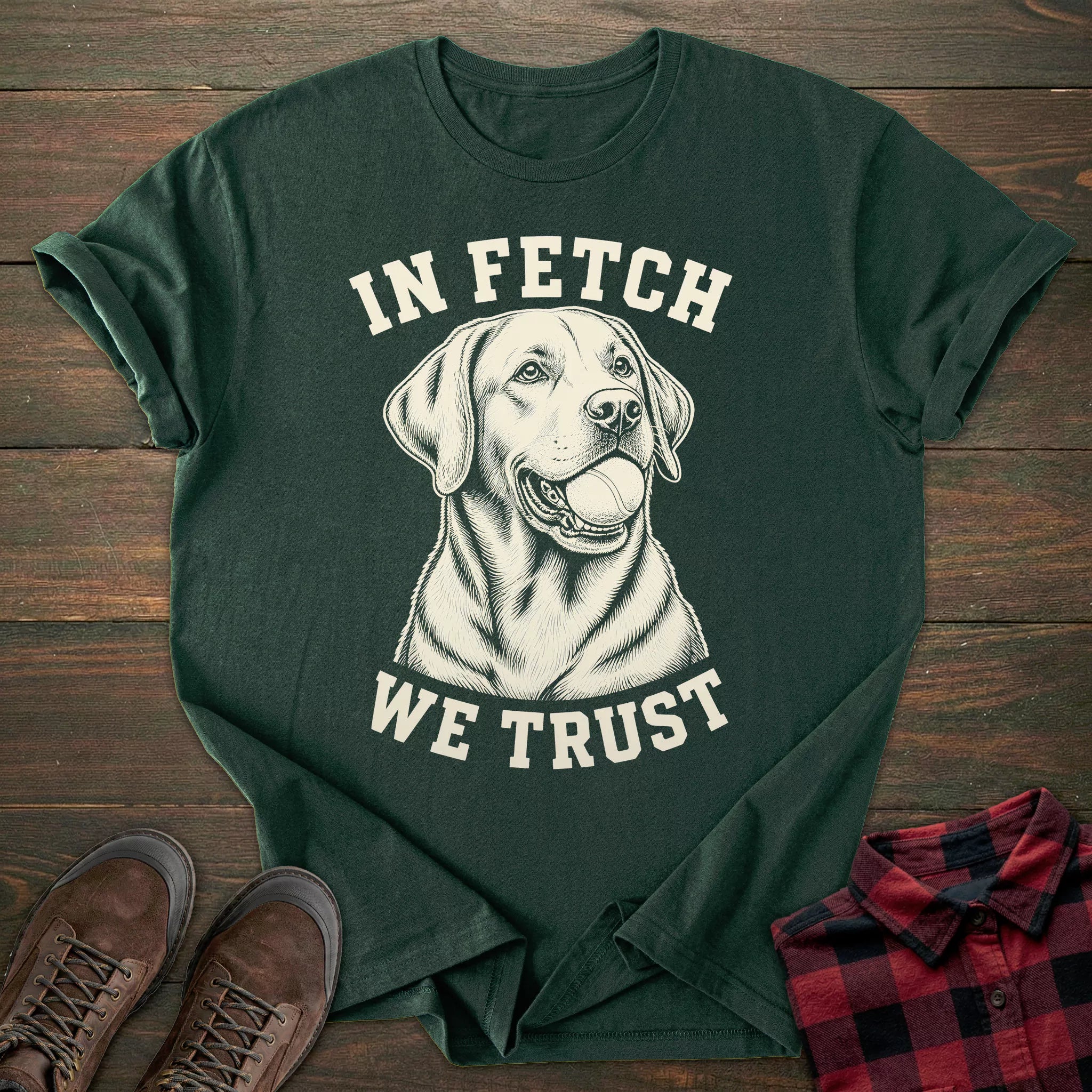 In Fetch We Trust Labrador T-shirt