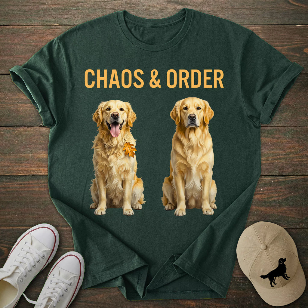 Chaos & Order Golden Retriever T-shirt