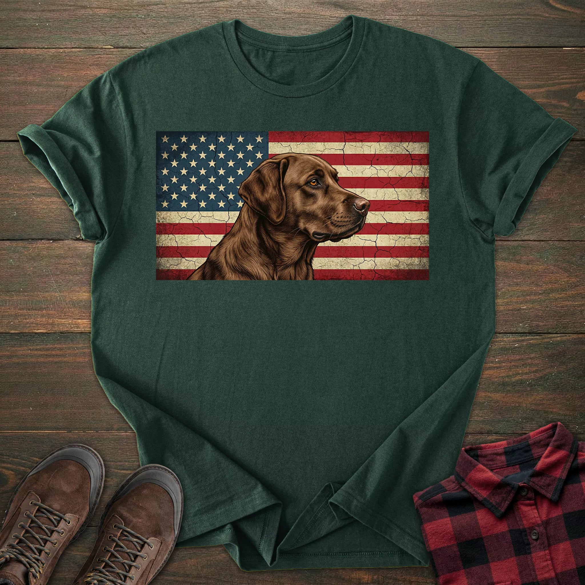 USA Flag Chocolate Labrador T-shirt