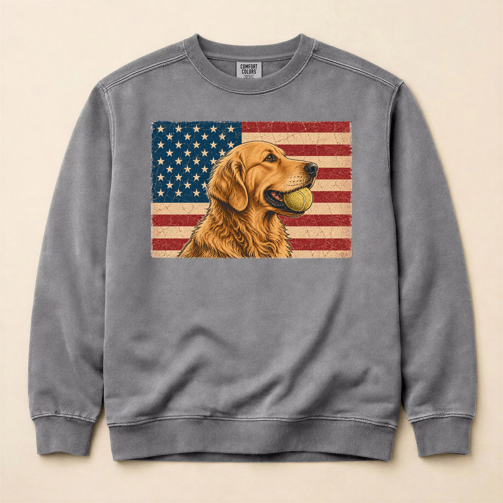 USA Flag Golden Retriever Sweatshirt