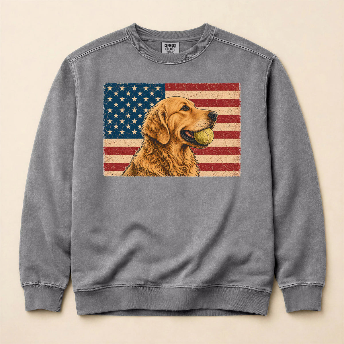 USA Flag Golden Retriever Sweatshirt