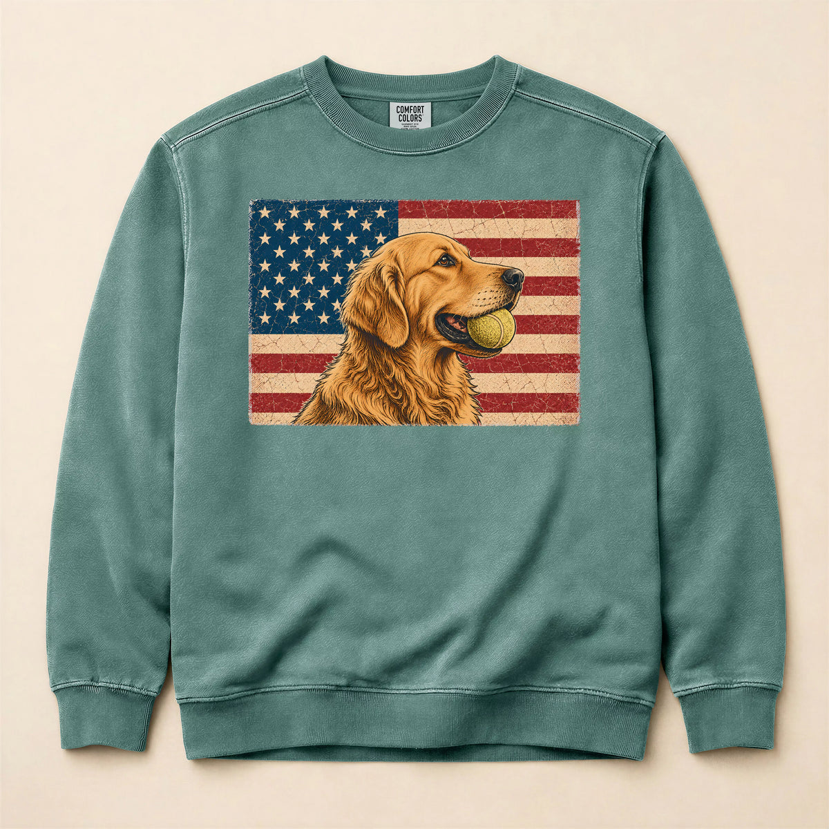 USA Flag Golden Retriever Sweatshirt