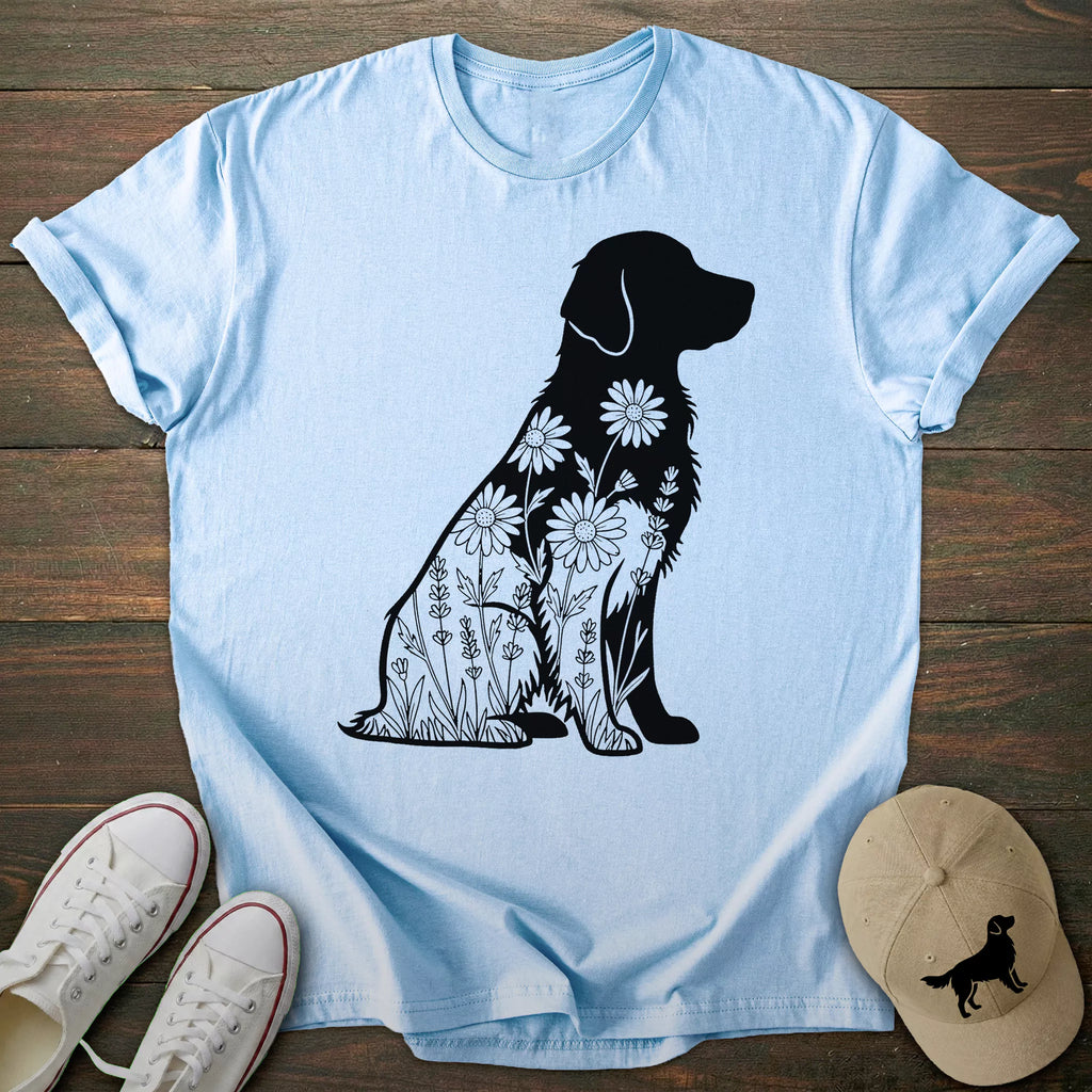 Floral Silhouette Golden Retriever T-shirt