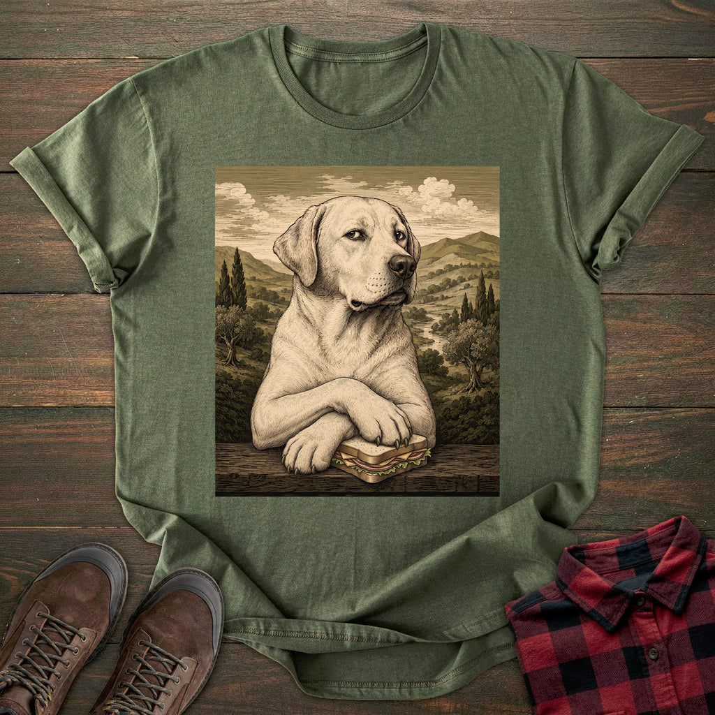 Mona Lisa Sandwich Yellow Labrador T-shirt