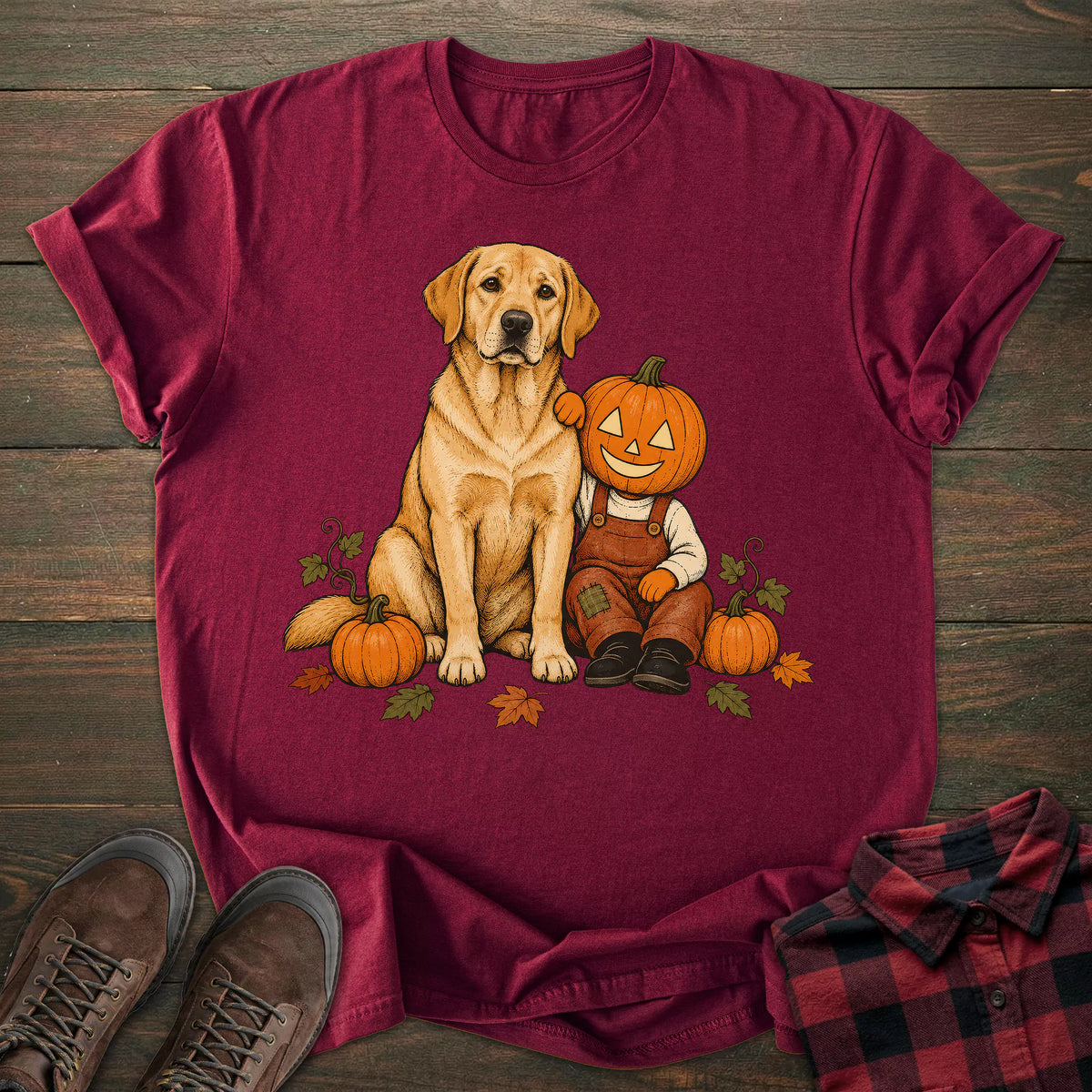 Pumpkin Friend Yellow Labrador T-shirt