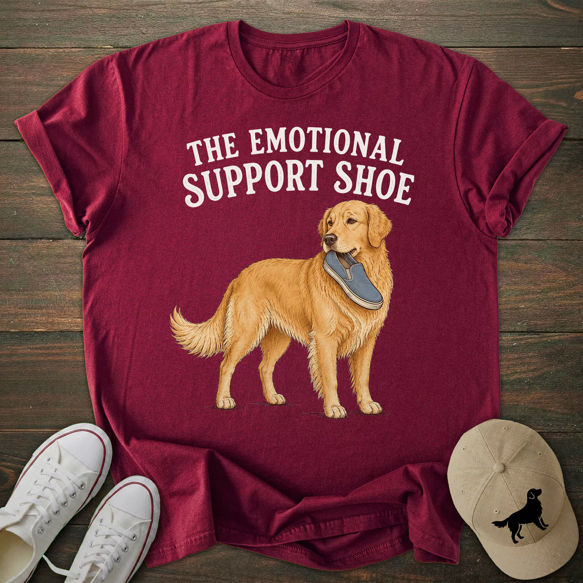 Emotional Support Shoe Golden Retriever T-shirt