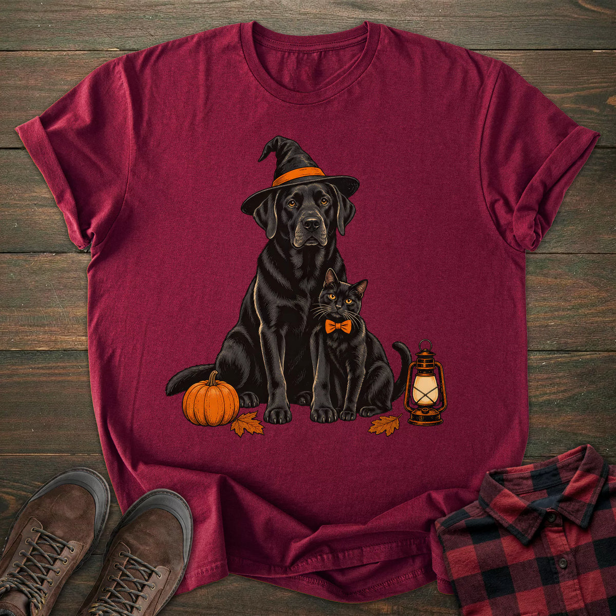 Witch Cat Black Labrador T-shirt