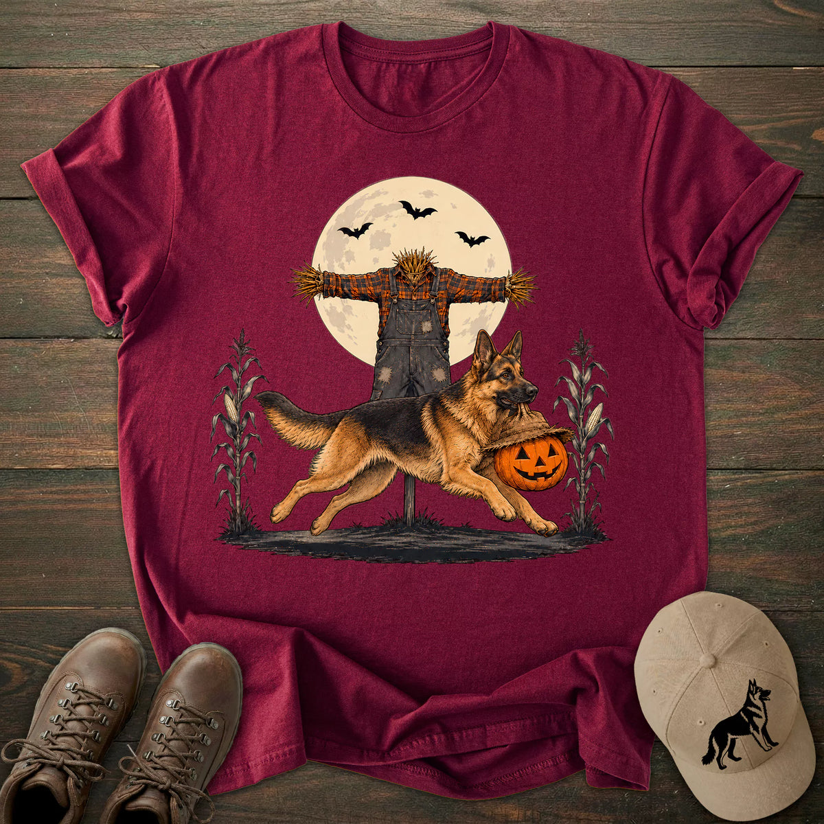 Scarecrow Pumpkin German Shepherd T-shirt