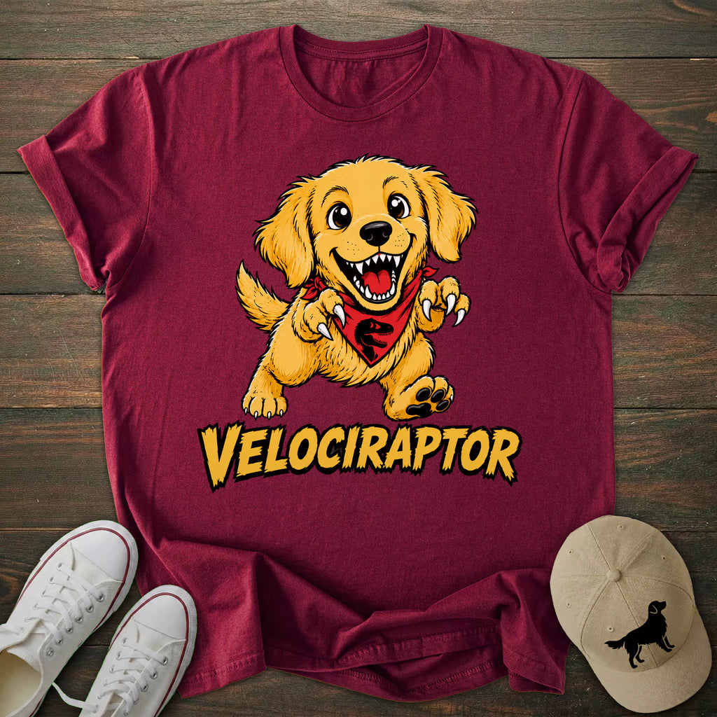 Velociraptor Golden Retriever T-shirt