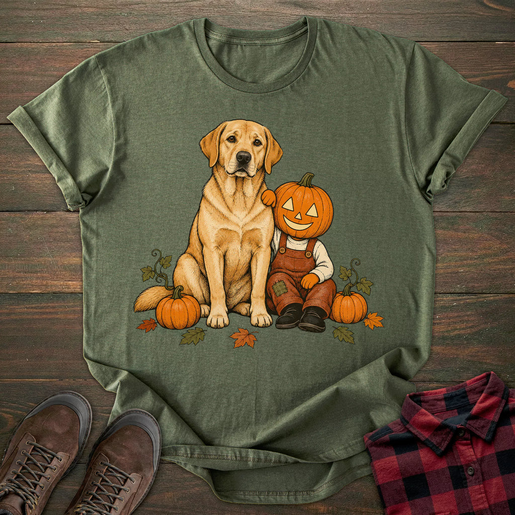 Pumpkin Friend Yellow Labrador T-shirt