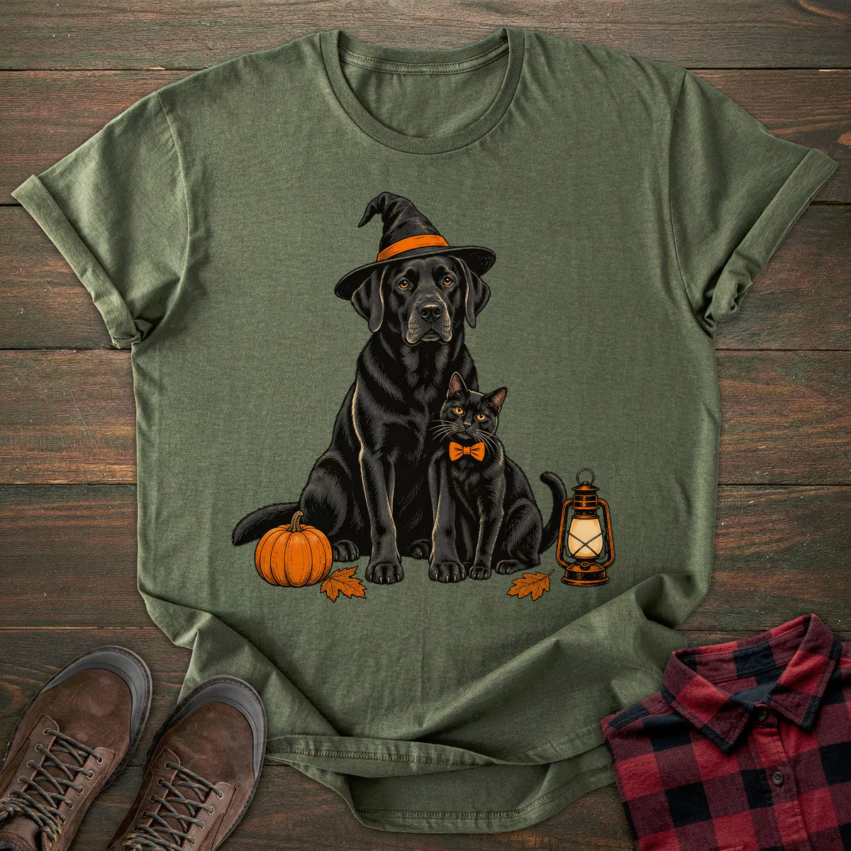 Witch Cat Black Labrador T-shirt
