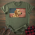 USA Flag Yellow Labrador T-shirt